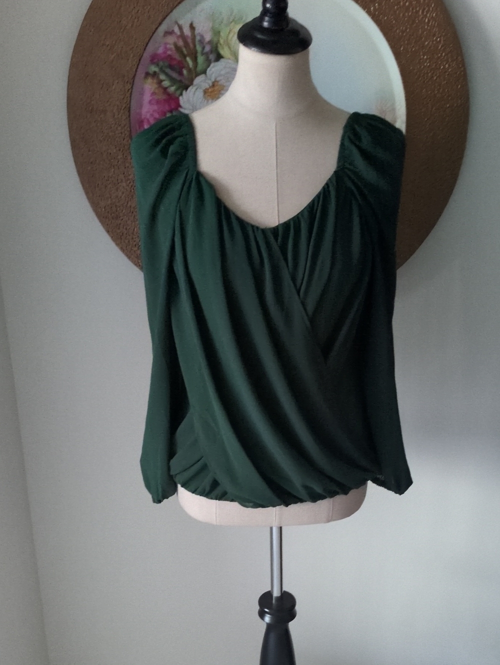 Grace Karin Women’s Forest Green Drape Front Blouse